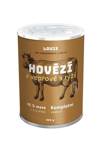 Louie Kompletní krmivo - hovězí a vepřové (95 %) s rýží (5 %) 400 g