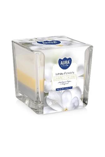 Bispol Aura svíčka vonná sklo White Flowers 170 g