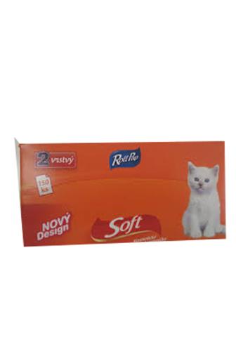 RollPap Kapesníčky kosmetické Soft Kočička 2 vrstvé 150ks