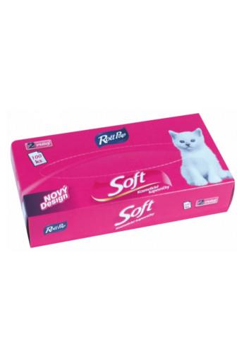 RollPap Kapesníčky kosmetické Soft Kočika 2 vrstvé 100ks
