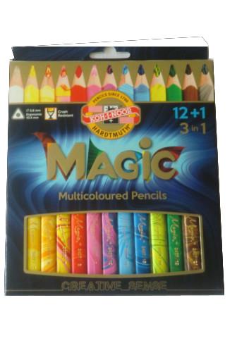 KOH-I-NOOR Pastelky Magic trojhranné 3v1 3408 12+1ks