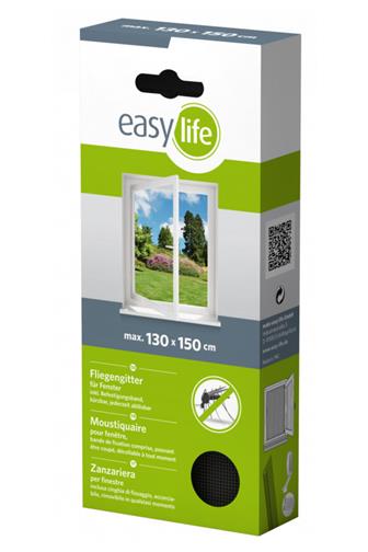 EasyLife Okenní síť proti hmyzu 130 x 150 cm černá