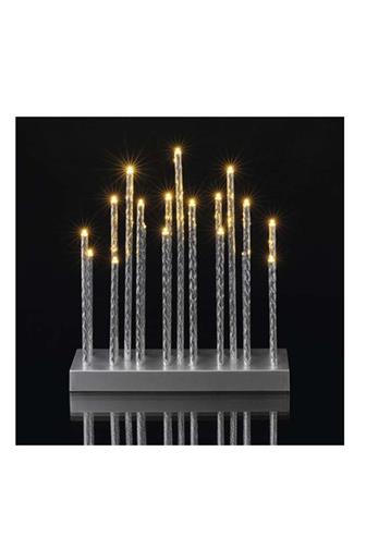 Svícen stříbrný na baterie teplá bílá 19 LED č.2018