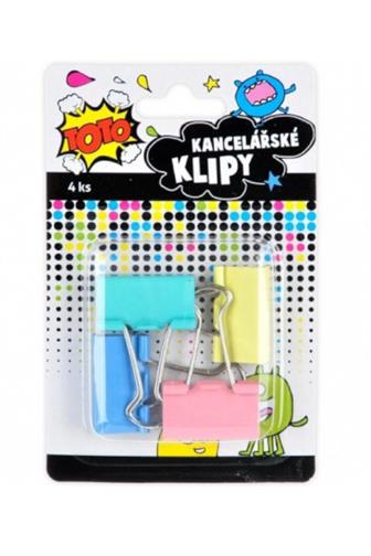 Klip kancelářský barevný 32 mm 4 ks