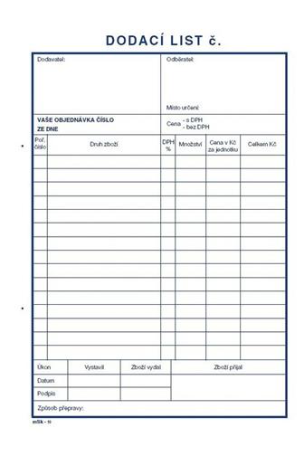 MSK Dodací list A5 100 listů