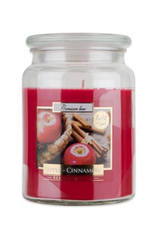 Bispol Aura svíčka vonná sklo Apple Cinamon 500 g