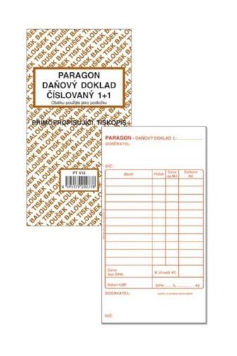 Paragon daňový doklad číslovaný 1+1 propisující