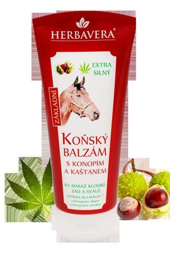 Herbavera Koňský balzám s konopím, kostivalem, kaštanem koňským a sedmi bylinami 200 ml