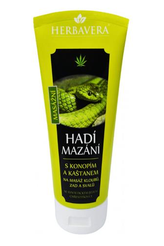 Herbavera Hadí mazání s konopím a kaštanem tuba 200 ml