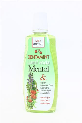 Bione Cosmetics Dentamint ústní voda Mentol+6 bylin 500 ml