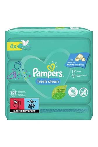 Pampers Baby wipes fresh clean dětské čistící ubrousky 4 x 52 ks