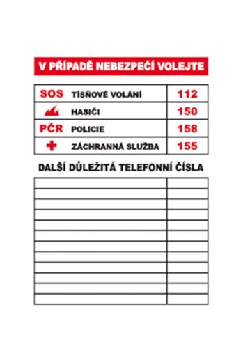 Informační tabulka telefonní čísla A4