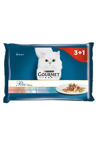 Gourmet Perle duo losos/mořské ryby 4 x 85 g