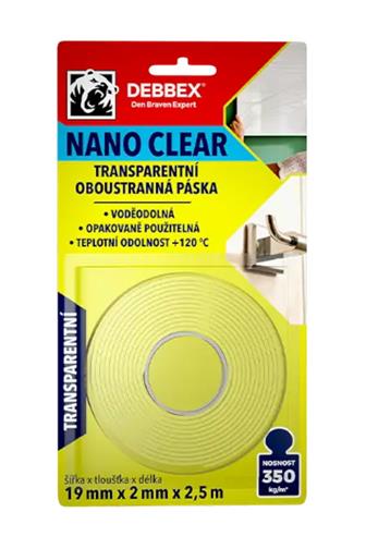 Den Braven Debbex Nano Clear oboustranná páska 19 x 2 mm x 2,5 m