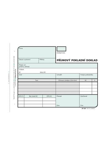 Optys Příjmový pokl.doklad A6 2¨x 50 nečíslovaný