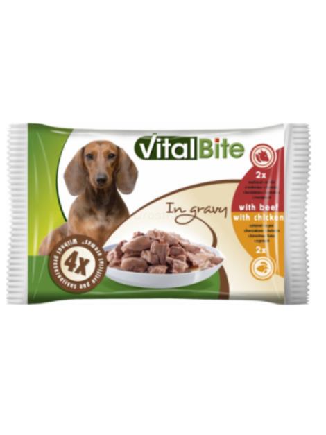 VitalBite Adult 2x hovězí+2x kuřecí v omáčce 4x85g