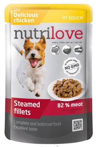 NutriLove Dog filetky s kuřecím v omáčce 85g