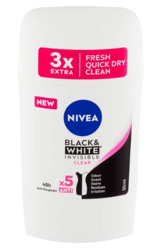 Nivea Invisible Clear deo stick antiperspirant 48h 50 ml