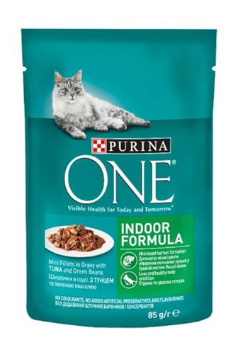 Purina One indoor formula tuňák, zelené fazolky 85 g