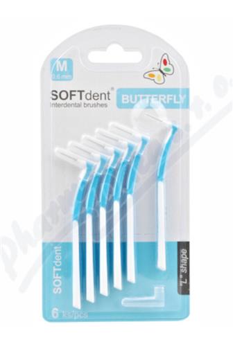 Softdent Butterfly mezizubní kartáček M 0,6 mm zahnutý 6 ks