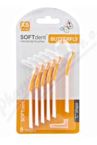 Softdent Butterfly mezizubní kartáček XS 0,4mm zahnutý 6ks