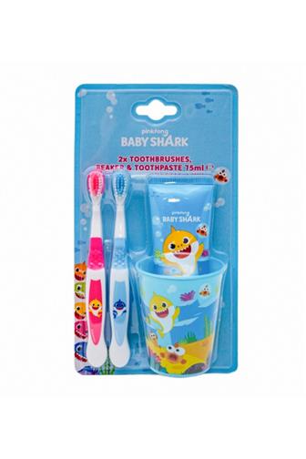 Baby Shark set 2 x kartáček + zubní pasta + kelímek