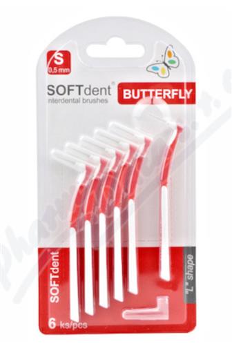 Softdent Butterfly mezizubní kartáček S 0,5 mm zahnutý 6 ks