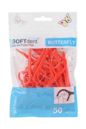 Softdent Butterfly dentální párátka s nití 50 ks