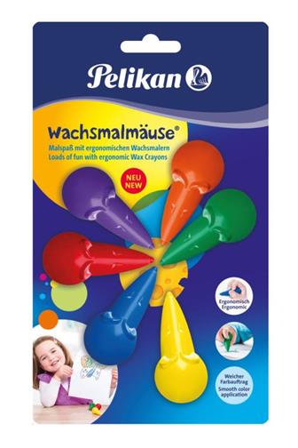 Pelikan Voskové pastelky Myška 6 barev