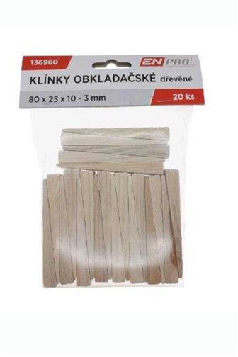 Klínky obkladačské dřevěné 80 x 25 x 10 20 ks