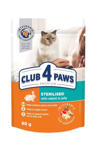 Club 4 Paws kočky steril. králík 80 g