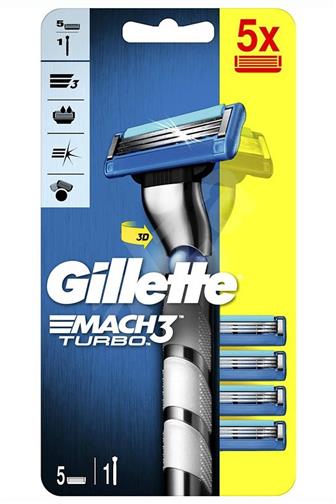 Gillette Mach3 Turbo 3D strojek + náhradní hlavice 5 ks