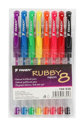 Fandy Rubby gelové kuličkové pero neon sada 8 ks