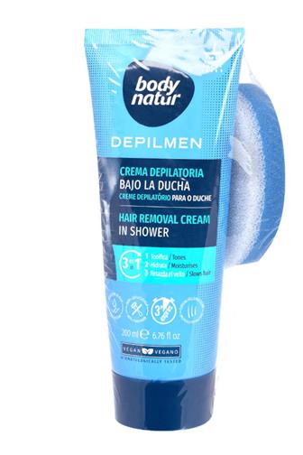 Body Natur depilační krém do sprchy pro muže 200 ml+houbička