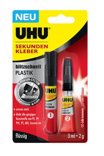 UHU Super glue 2fázové pro plasty 3 ml+2 g