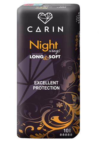 Carin Night wings long & soft dámské hygienické vložky 10 ks