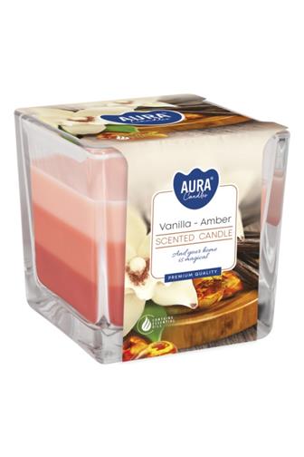 Bispol Aura svíčka vonná sklo vanilka-jantarová 170 g
