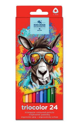 Koh-i-noor Triocolor pastelky trojhranné 24 ks