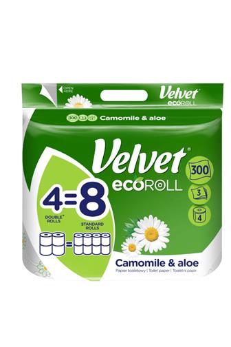 Velvet eco 3 vrstvý toaletní papír heřmánek 4 ks=8 ks 4 x 36.6 m