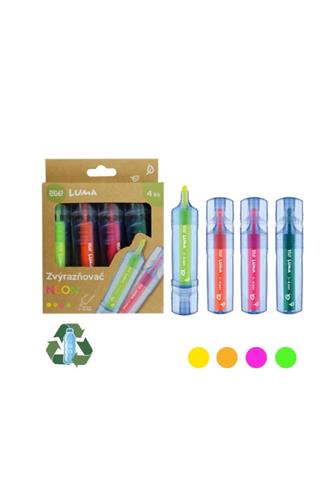 Zvýrazňovač Eco Luma neon sada 4 ks