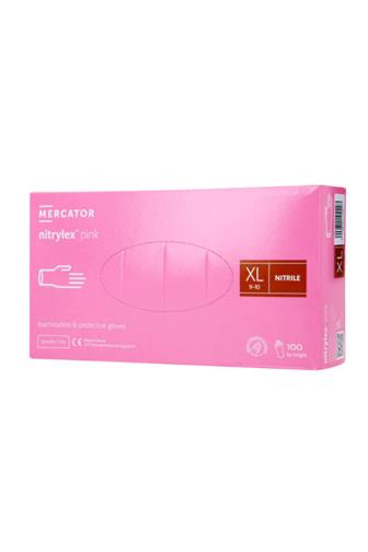 Mercator rukavice nitril bez pudru růžové XL 100 ks