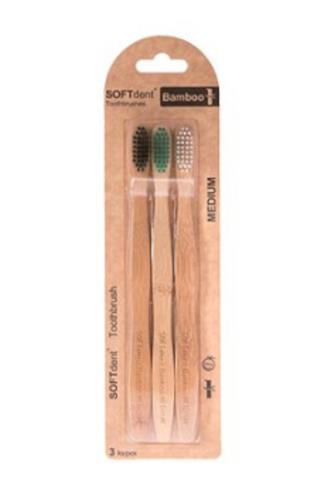 
Softdent Bamboo Medium zubní kartáček 3 ks