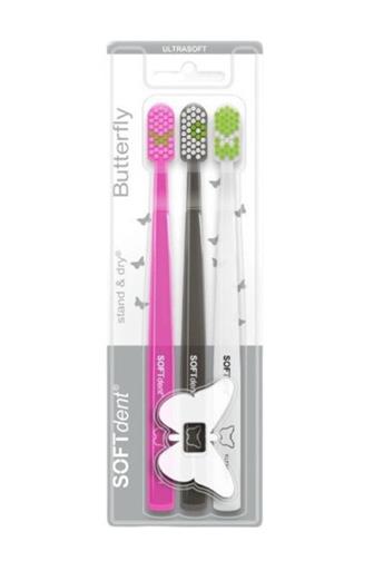 
Softdent Butterfly Stand&Dry ultrasoft zubní kartáček 3 ks  
