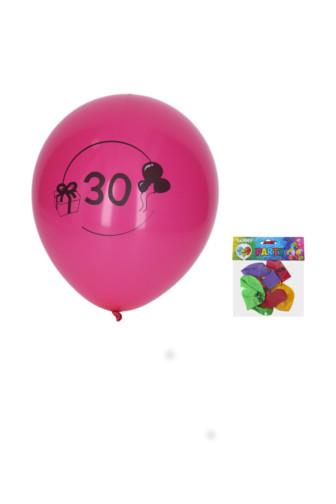 Balónek nafukovací s číslem 30 - 5 ks