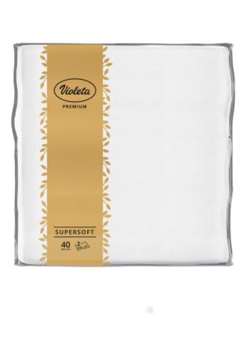 Violeta Premium ubrousky 38 x 38 cm 2vrstvé bílé 40 ks