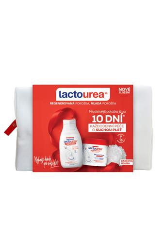 Lactourea pro suchou pleť sprchový gel 300 ml + krém 400 ml + žinka