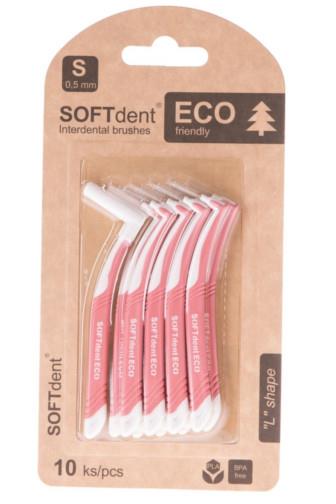 Softdent eco mezizubní kartáček S 0.5mm zahnutý 10ks
